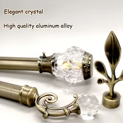 Thicken Aluminum Alloy Curtain Poles Fashion Crystal Decoration Durable Single Double Curtain Rods Track Accessories Customized