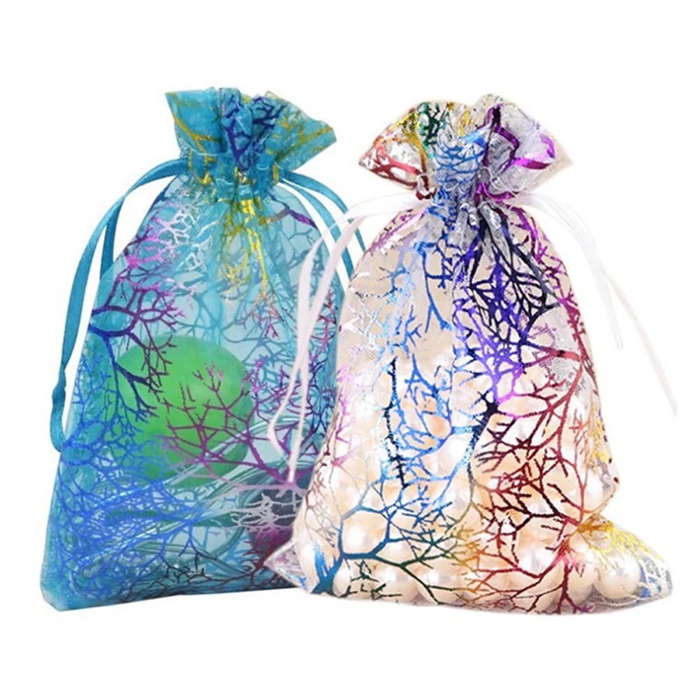 50Pcs Multicolor Jewelry Tulle Drawstring Bag Wedding Gift Organza Bag Jewelry Packaging Display & Jewelry Pouches