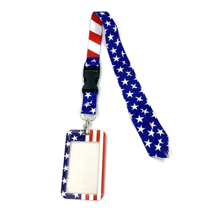 American Flag Printed Lanyard For Keys Camera Whistle Cool ID Badge Holder Neck Straps Hang Rope Mobile Phone Accessories Gifts