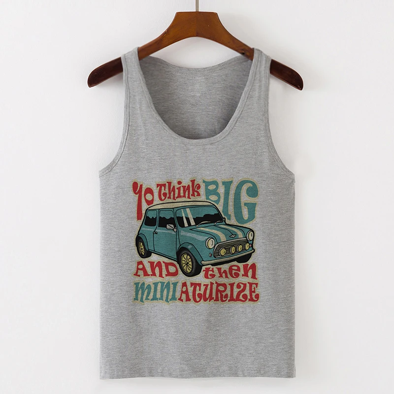 Camisole Sexy Vest Tank Tops 2020 Graphic Vintage Car Funny Print Women Sleeveless Tee Female T-Shirt Gray Harajuku Casual Loose
