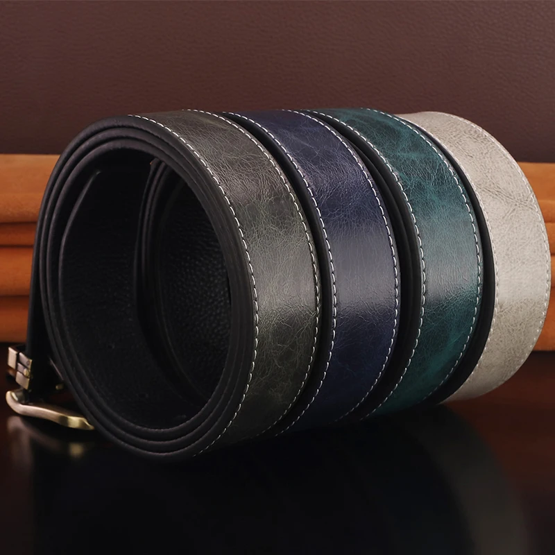 2021 Nieuwe Toevallige Koeienhuid Riem Retro Solid Pin Gesp Designer Riem Mannen Corset Riem Mode Lederen Merk