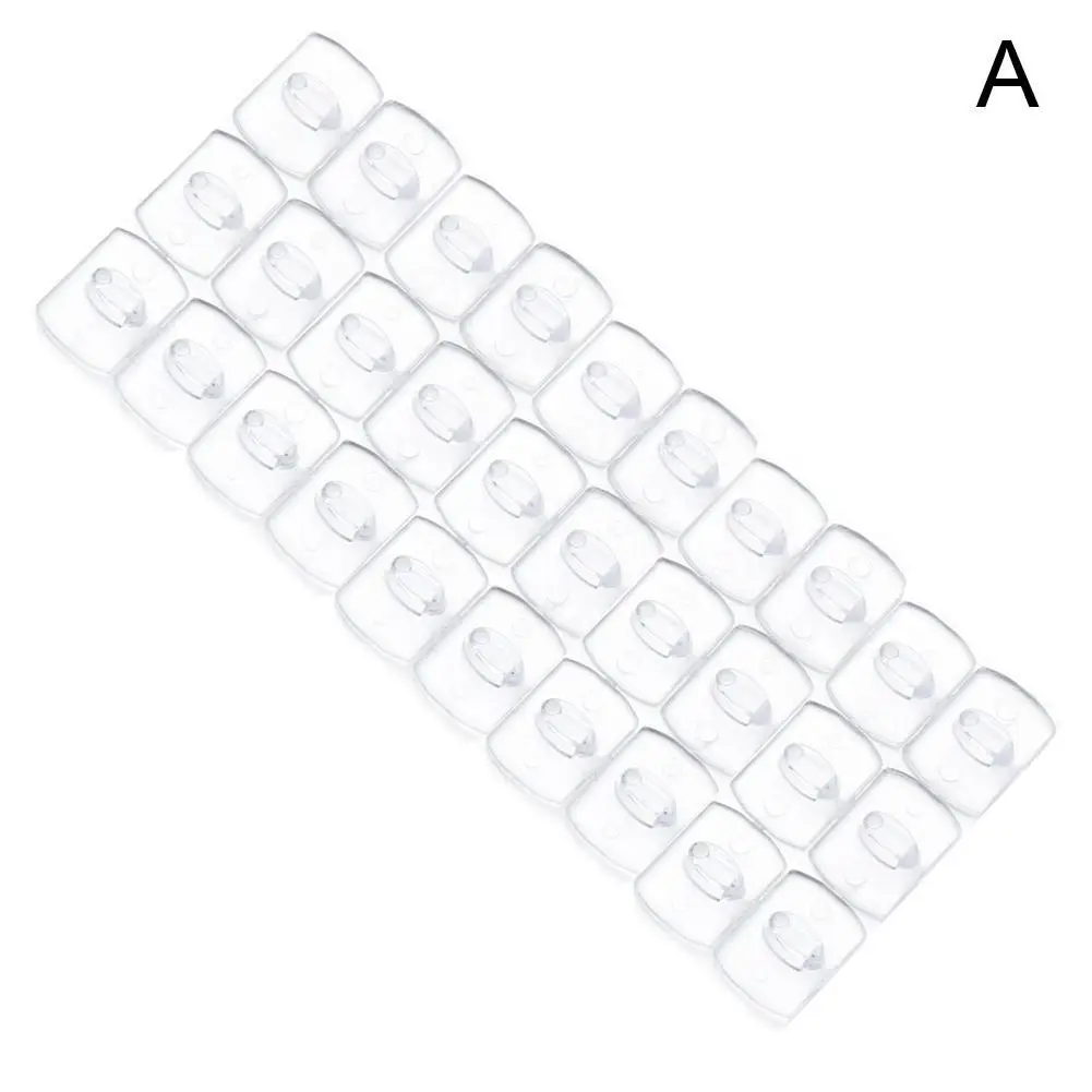 6/20pcs Small Size Transparent Removable Hook Strong Seamless Christmas Cable Clamp Adhesive Hook Kitchen Wall Bedroom Wall Rack