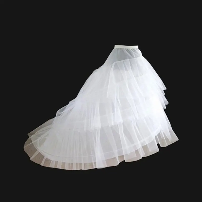 Jupon blanc à 2 Crinoline 3 couches, pour robe de mariée à longue queue, accessoires de jupon Rockabilly