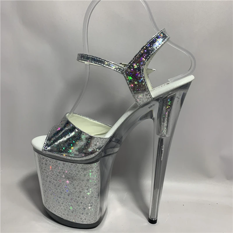 Rncksi 20cm shoes with shining stars, high heels for pole dancers to practice dancing, shoes for performance dresses.