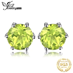 JewelryPalace Genuine Peridot Blue Topaz Amethyst Citrine Garnet 925 Sterling Silver Stud Earrings for Women Colorful Gemstone