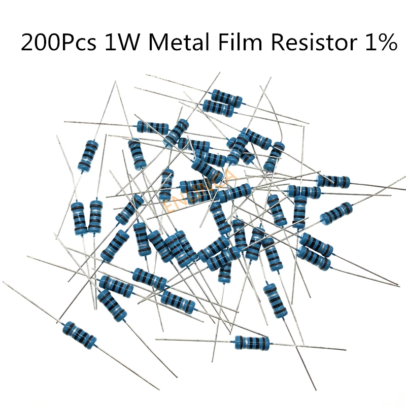 200pcs 1W 1R~1M 10R 12R 15R 18R 20R 22R 24R 27R 30R 33R 36R 39R 43R 47R 51R 56R 62R 68R 82R 100R 120R Metal Film Resistor 1%