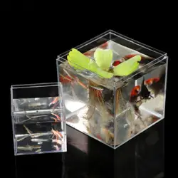 Aquarium Accessories Betta Fish Tank Gold Fish Transparent Food Grade Plastic Tank Isolation Square Box with Lid