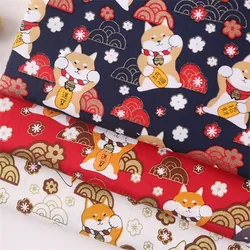 Cute Japanese Style Metallic Cartoon Puppy Design Cotton Fabric 100% Pure for Decoration Children Clothing