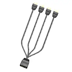 COOLMOON ARGB Splitter 5V 3 Pin 1 to 4 Universal 33.5cm Mainboard ARGB Extension Cable with Protective Cap for Desktop