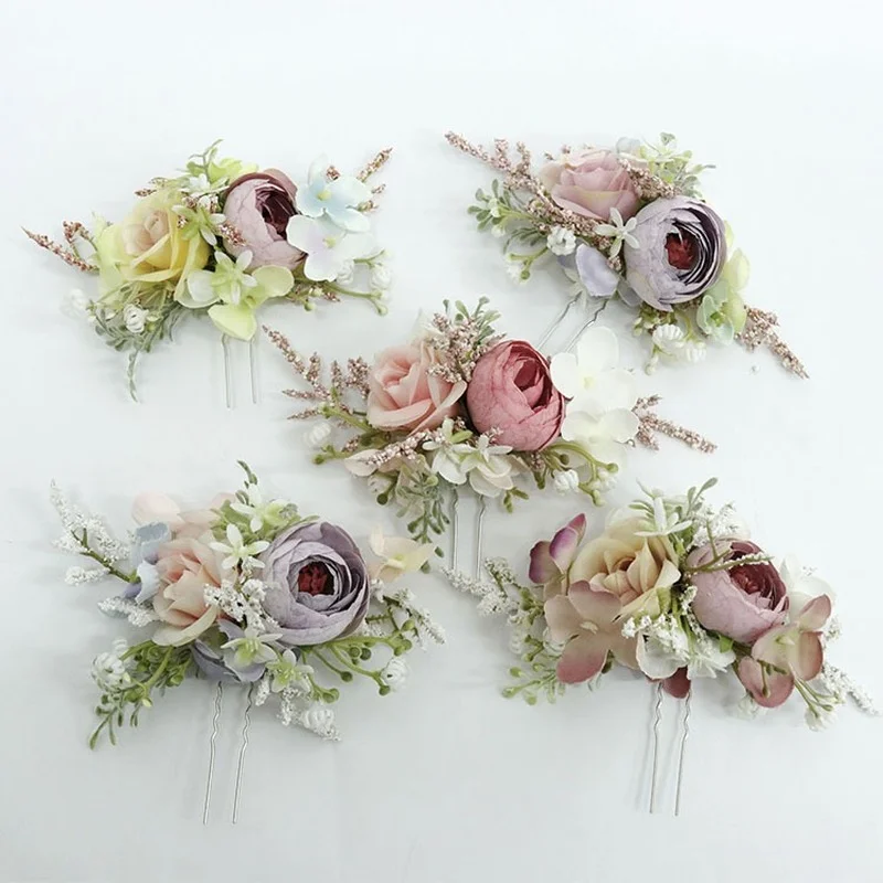 Romantische Kunstmatige Bloemen Bridal Hoofddeksels Bruiloft Haar Accessoires Haarspelden Parel Clips Voor Vrouwen Hoofddeksels