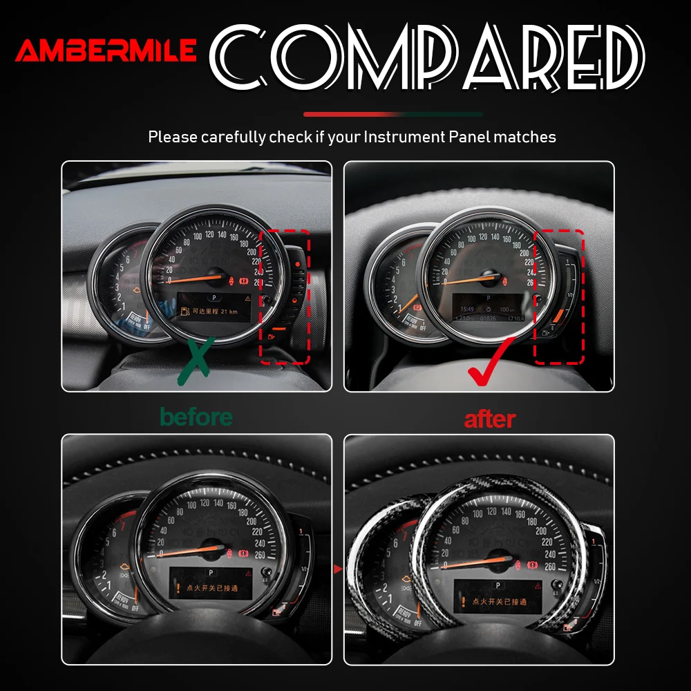 Hard Real Carbon Fiber for Mini Cooper F54 F55 F56 F57 F60 Accessories Interior Car Center Speedometer Sticker Instrument Panel