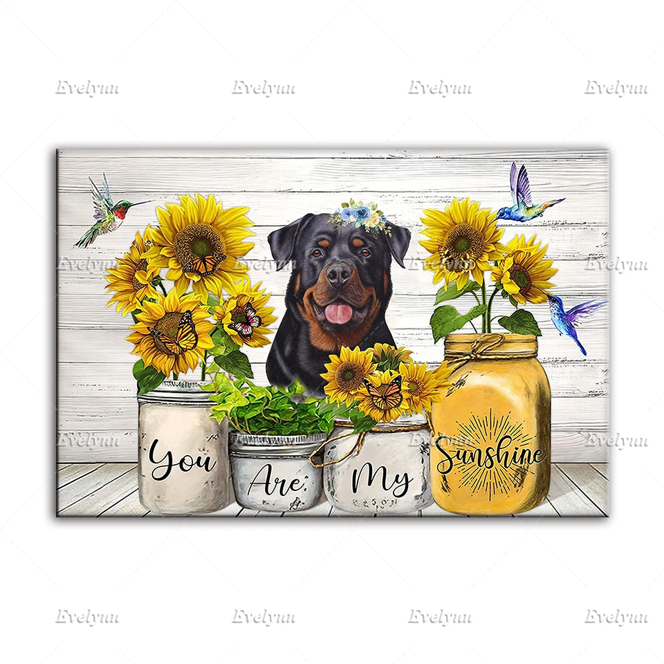 Rottweiler Dog Husky Dog French Bulldog Dachshund Dog You Are My Sunshine Poster Wall Art Prints Home Decor Canvas Unique Gift