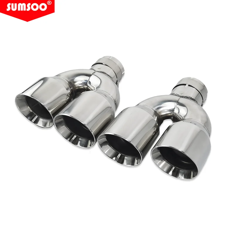 Genuine SUMSOO 1PCS Exhaust dual tip Factory Manufacture 304stainless for Universal car muffler tail pipes modify