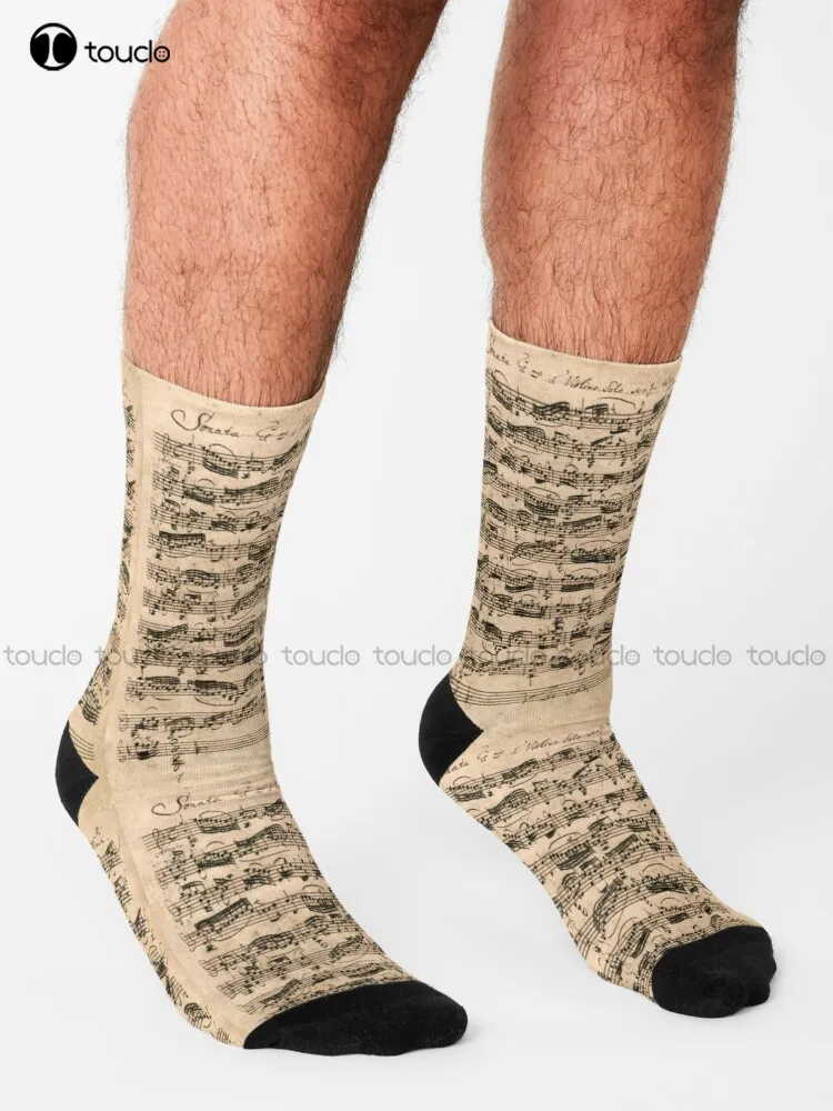 Bach | Original Handwritten Score By Johann Sebastian Bach Socks Thin Socks Women Personalized Custom 360° Digital Print