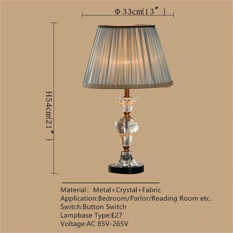 OURFENG Table Lamp Crystal Modern Bedside LED Desk Light Luxury Decorative for Home Foyer Bedroom Office Hotel Study
