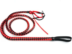 Horse Leather Whip Bull Whip, 4 Plait Bullwhip, 6 Feet - White or Red，Knight Equipment,Equestrian sports