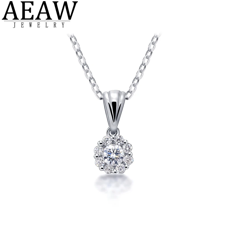 18K White Gold Moissanite Pendant 0.1ct 3.0mm VVS D Color Lab Diamond Necklace Test Passed Fine Jewelry