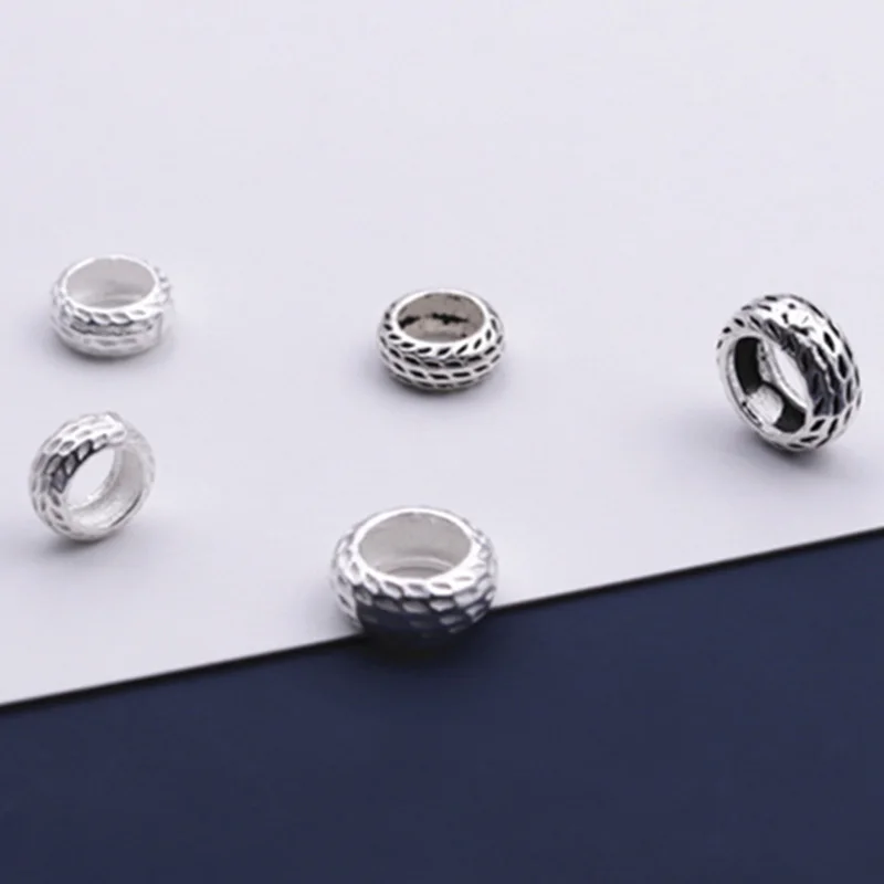 2 stücke/lot 925 Sterling Silber Rad Form Großes Loch Lose Perlen 6mm 7,5mm Frauen Männer Dekoration silber Perlen DIY Schmuck Erkenntnisse