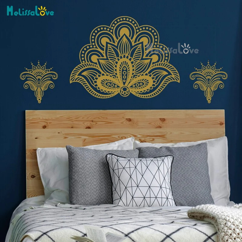 Unique Mandala Lotus Decal Ornament Modern Spiritual Home Bedroom Headboard Decor Murals Removable Vinyl Wall Sticker BD799