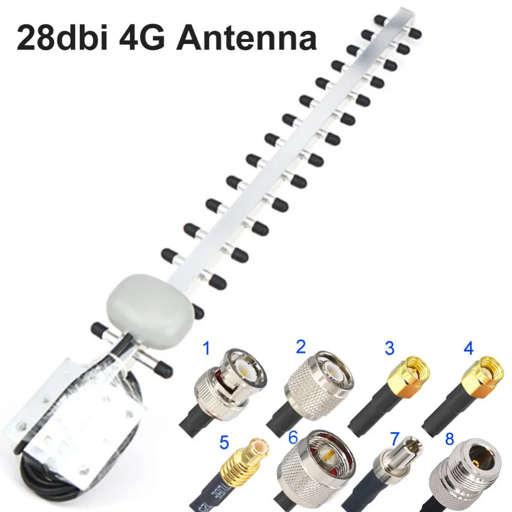 4G Antenna Yagi Antenna 28dbi 4G LTE SMA Male BNC TNC RP-SMA Male Outdoor Directional Booster Amplifier Modem RG58 1.5m