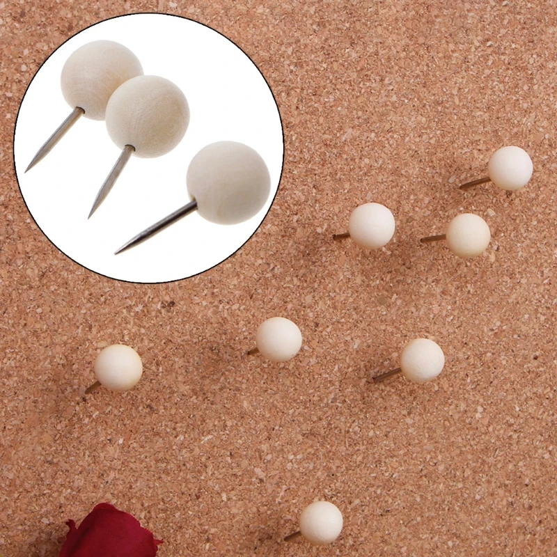 60 ชิ้น/เซ็ตรอบไม้ Thumbtack Creative PUSH Pins ตกแต่งภาพวาดไม้หัว Office Binding Supplies