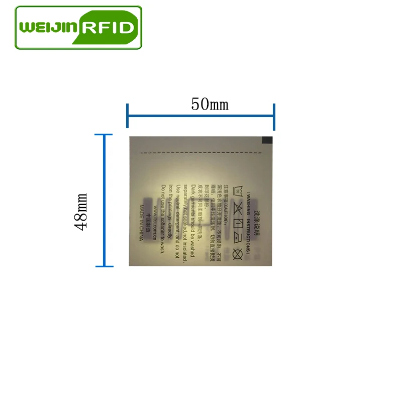 Impinj Monza R6 EPC Gen2 6C, etiqueta de lavandería UHF RFID, para ropa lavable, 50x48, 915, 868, 860-960M, tarjeta inteligente, etiquetas RFID