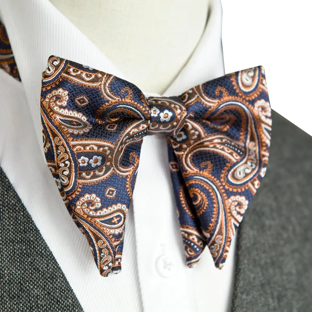

Tuxedo Big Bow Tie Pre-tied Adjustable Paisley Solid Floral Champagne Bronzed Orange Multicolor Mens Silk Bowties Bowknot
