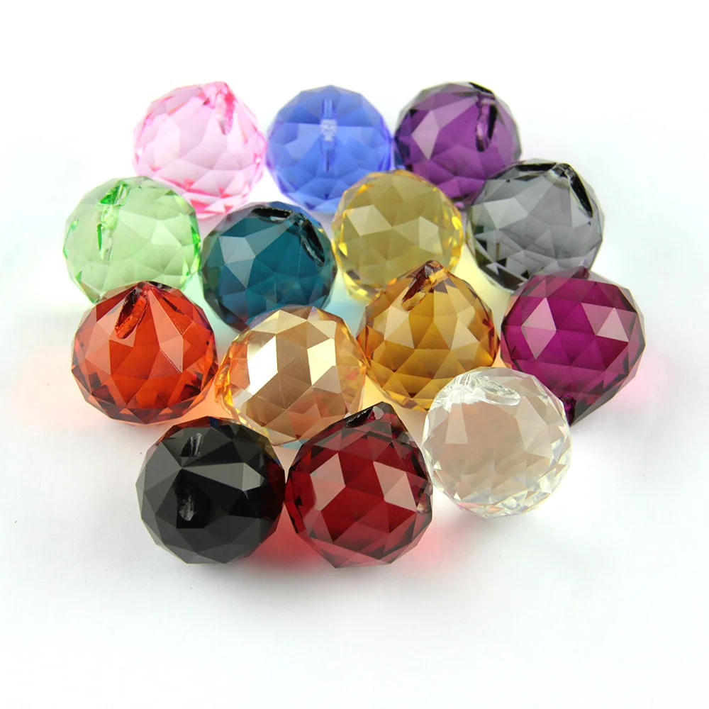 K9 Crystal Hanging Ball 15mm/20mm/30mm/40mm Glass prism Feng Shui Faceted Ball Tree Wedding Parting Hotel Decoration