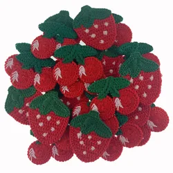 12Pcs Cotton Knitting Strawberry Cherry For Hairpin Hat Shoes Clothing Trim Crochet Pads Fabric Sewing DIY Apparel Accessories
