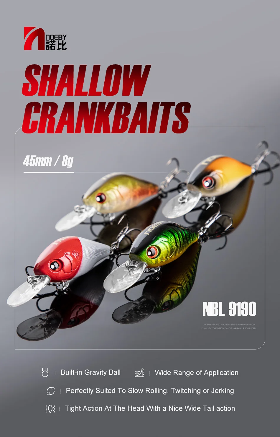 NOEBY Mini Schwimmender Crankbait Köder 45mm 8g Jerkbait Harter Köder für Forelle, Hecht, Barsch, Süßwasser-Angeln – Detail 1