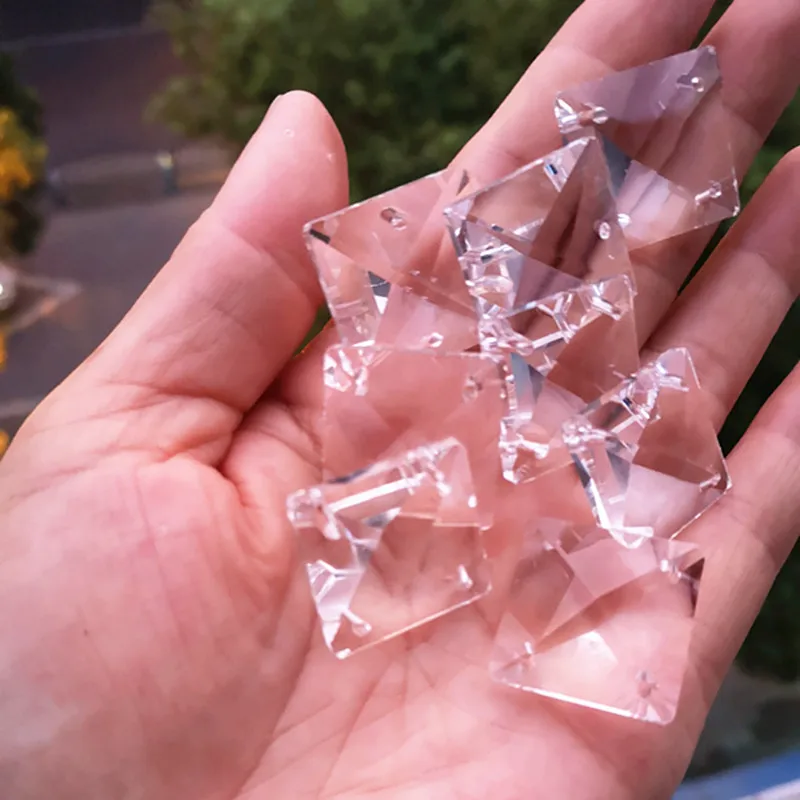 Top Quality 5pcs/lot 22mm Clear Crystal Square Beads With 4Holes DIY K9 Crystal Chandelier Parts Crystal Glass Curtain Beads