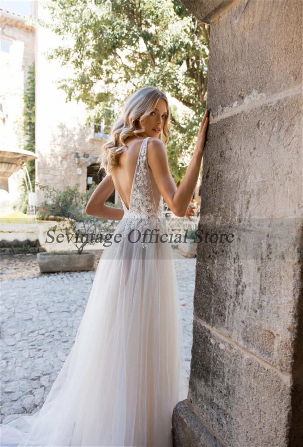 Robe de mariée longue en dentelle, Sexy, col en v, dos nu, style Boho, sur mesure, nouvelle collection 201