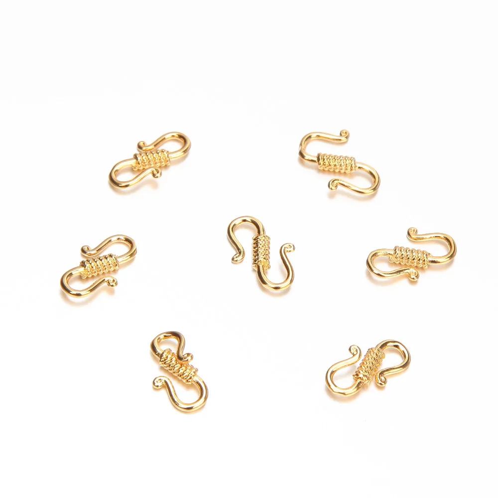 

8PCS 18K Gold Plated S-shape Link Necklace Connectors for Jewelry Making Bracelet Connecting Buckle DIY Brass Accessories