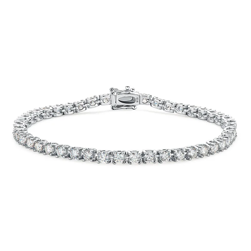 

4.6 Carat Round Moissanite 925 Sterling Silver Genuine Moissanite Bracelet Inlaid with Diamond 46*3mm Engagement Gift