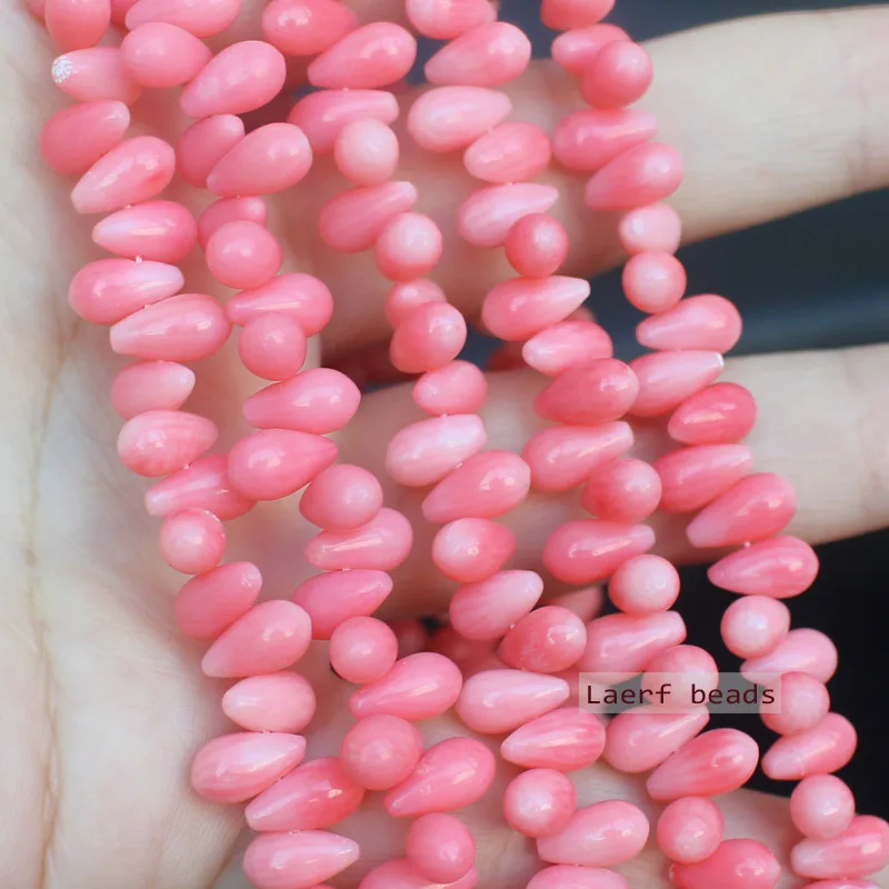Natural Coral 5x9mm Waterdrop shape loose beads 50pcs/package ,For DIY Jewelry Making ! Necklace ,Bracelet