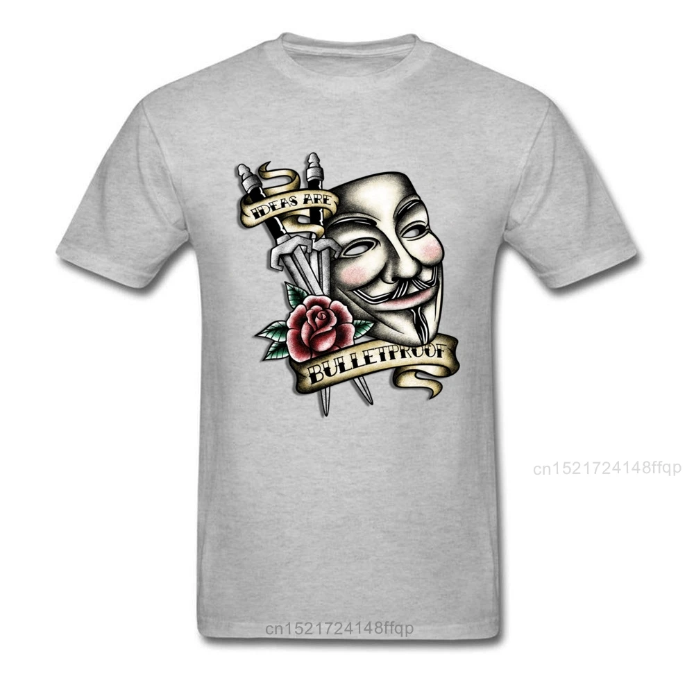 Old School Vendetta T Shirt Mask Rose Men T-shirt V For Vendetta Tshirt Mysterious Designer Tops Vintage Tees Father Day