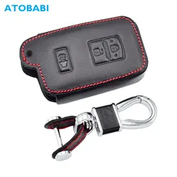Leather Car Key Cover Bag For Toyota Tacoma Land Cruise 2016 2017 Smart Keychain Remote Fobs Shell Protector Case Auto Accessory