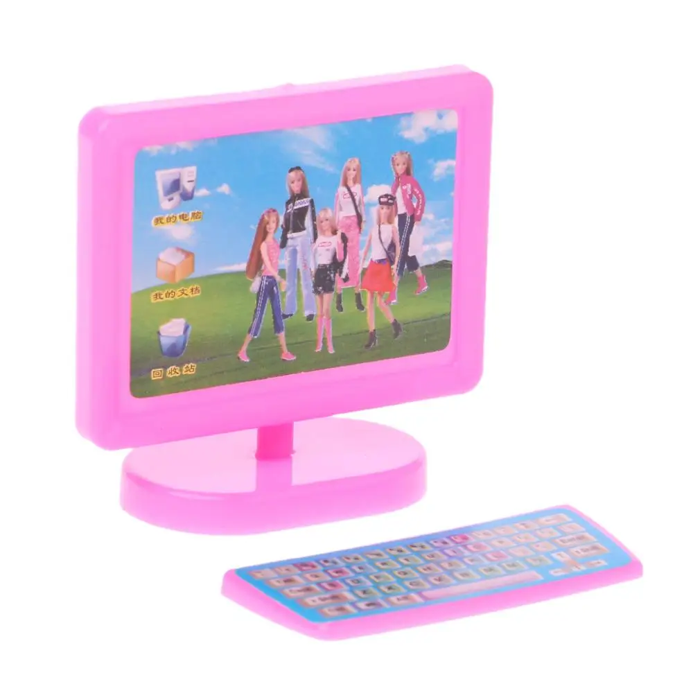 Moderne Computer Poppenhuis Miniatuur Meubels Voor Barbie Doll Kid Speelgoed Meisje Gift 30Cm Poppen Accessoires