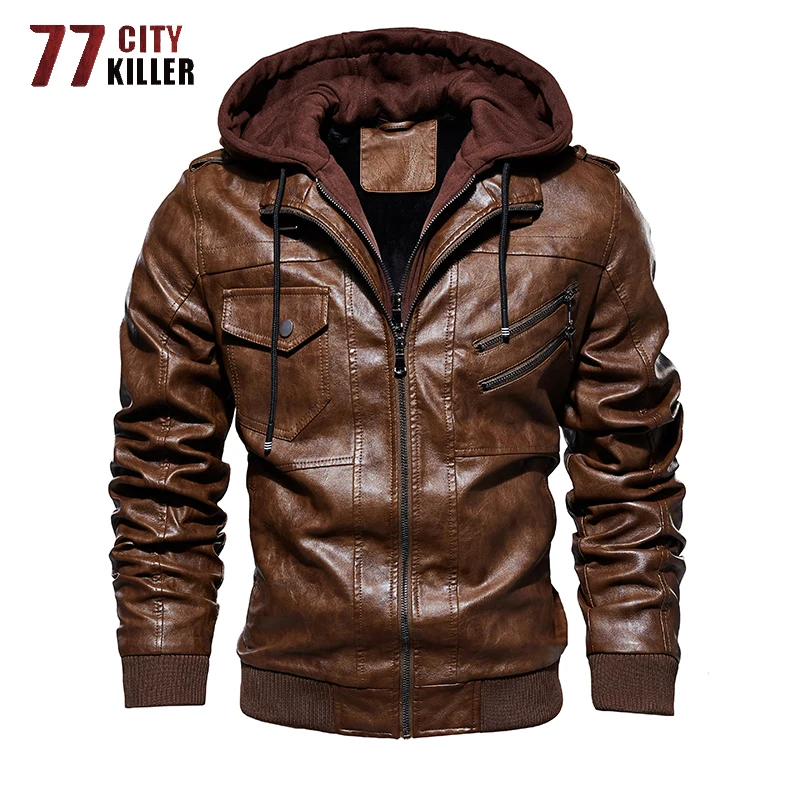 77City Killer Hot Sale Motorcycle Leather Jacket Men Oblique Zipper Outwear Windbreaker Faux Leather Jacket Male Euro Size S-3XL