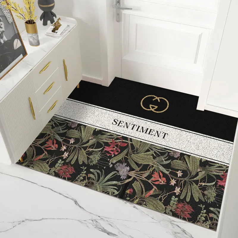 

Retro American Style Doormat Carpet Anti-Slip PVC Silk Loop Door Mat Nordic Customized Kitchen Mat Livingroom Bath Door Mat Rugs