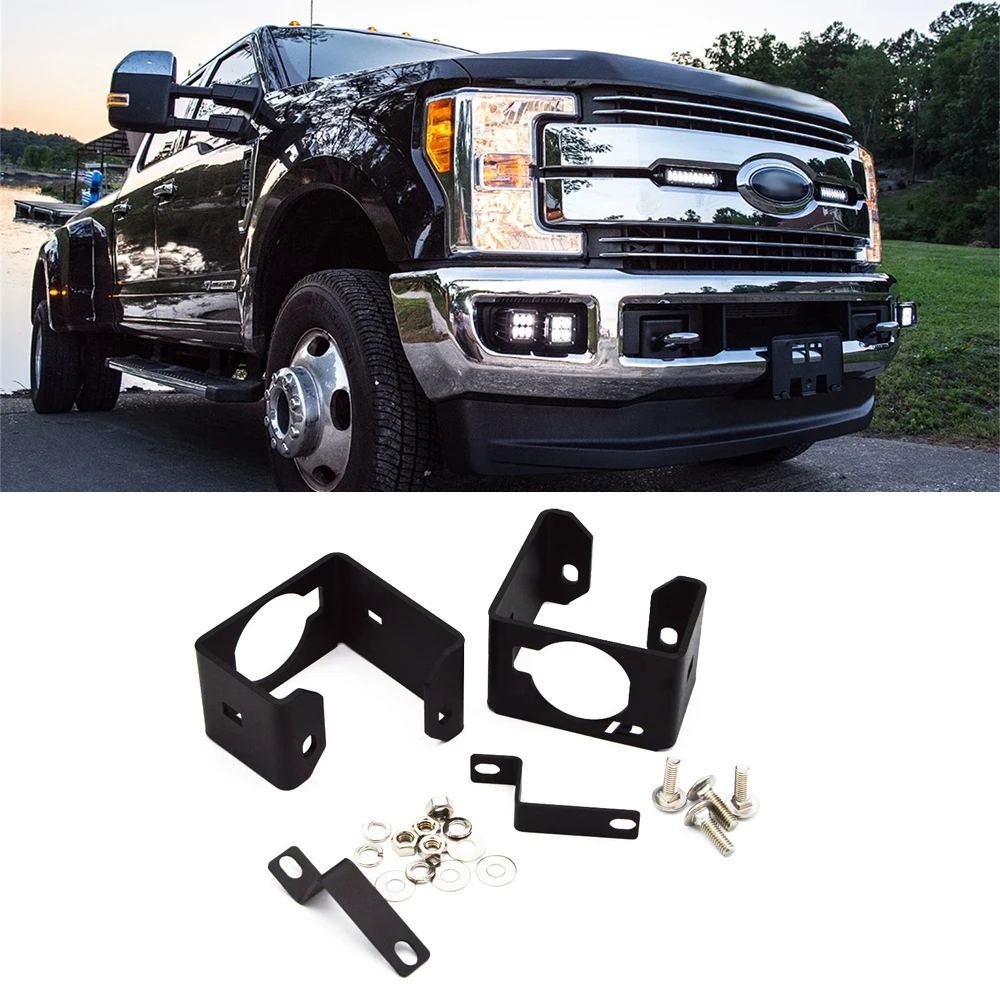 

Front Bumper Dual LED Fog Lights Replacement Foglamp Mount Brackets Kit For Ford F250 F350 F450 F550 Super Duty 2017-2019