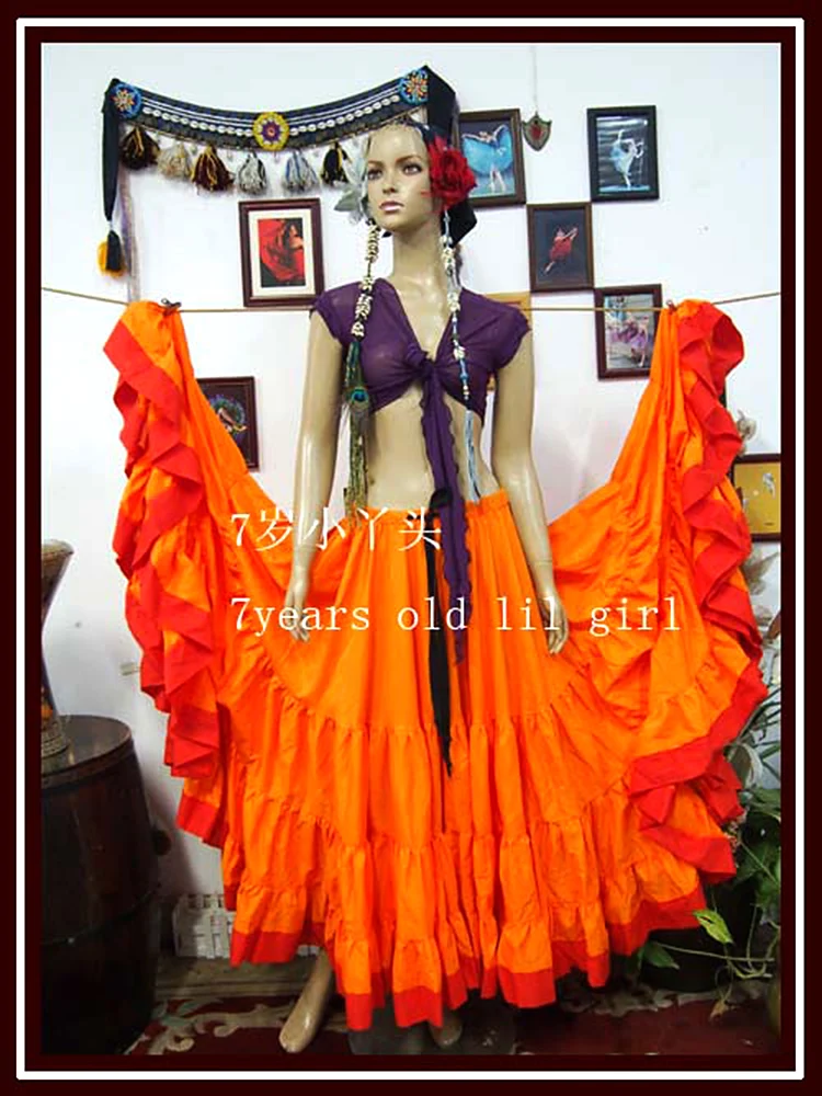 7years Old Lil Girl 2021Cotton Furlong Ming Go Belly Dance 4 Iayer 20 Expansion Skirt 9EX37