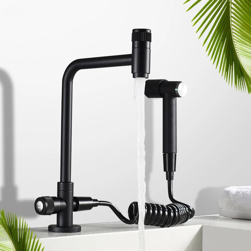 

Toilet Bidet Faucets Black Finish Wall Mounted Bibcock Single Cold Handheld Hygienic Shower Head Kitchen Faucet Basin Mixer Taps