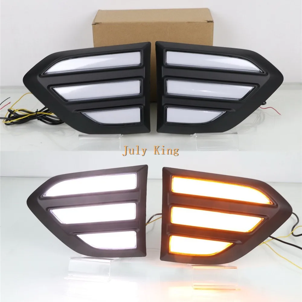 

July King Car Fender LED Side Daytime Running Light DRL Streamer Yellow Turn Signals Light case for Ford Ranger Everest 2016-20