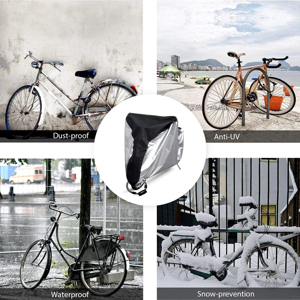 Housse de vélo 210D, housse de protection imperméable pour vélo d'extérieur, pour vélos de montagne et de route, Anti-neige, Anti-pluie, anti-uv