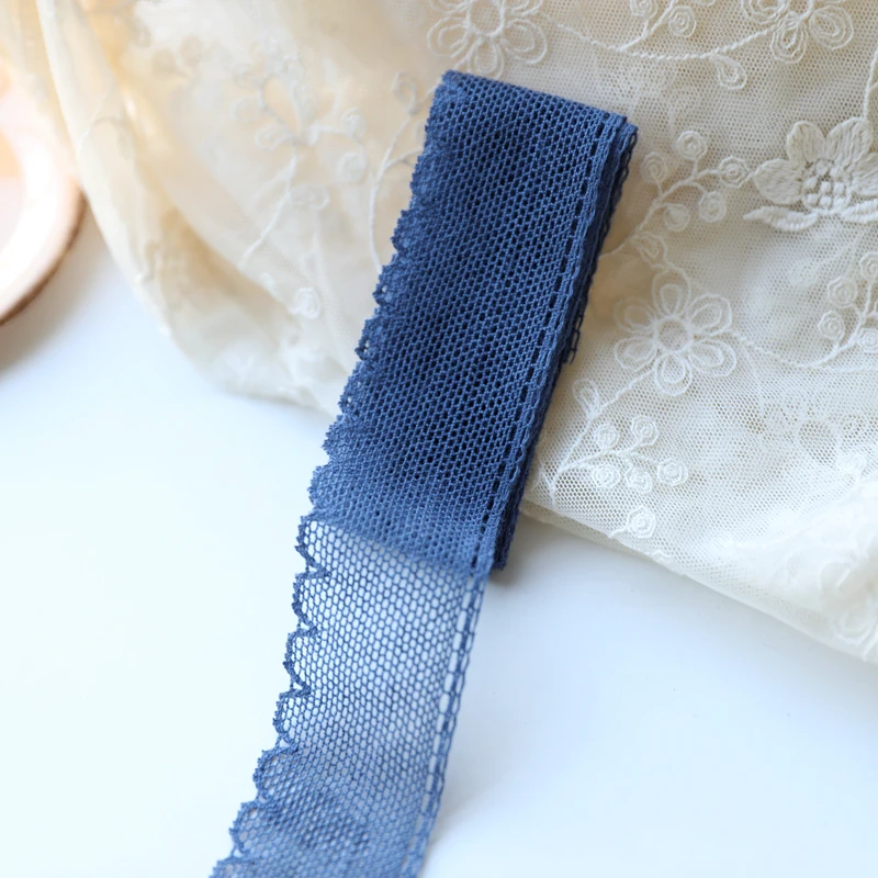 5meters/lot 38mm wide Denim blue cotton laciness cute blue clothing thin cotton lace trim accessories X173