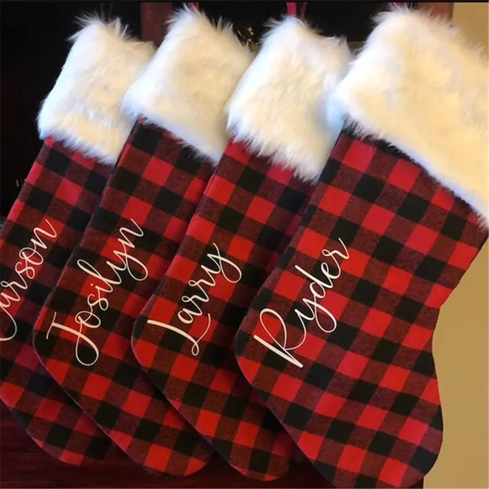 

Personalized Christmas Stocking Custom Name New Year Christmas Tree Decoration Unique Kids Gifts Candy Bag Santa Gift Bag