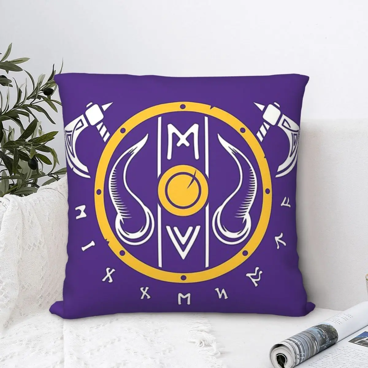 Minnesota Axe Shield Design Pillowcase Viking Norse Mythology Backpack Cushion For Bedroom Office Throw Pillow Case Decorative