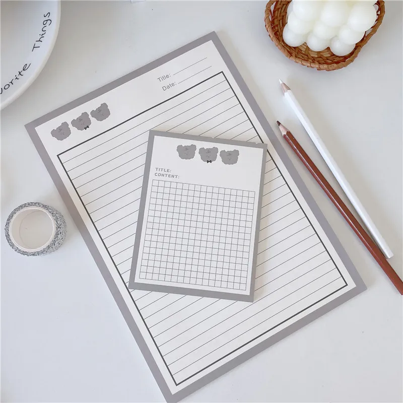 30 Sheets Kawaii Bear Grid Memo Pad Notes Paper Message Daily Weekly Check Planner To Do List Notepad Stationery School Supplies