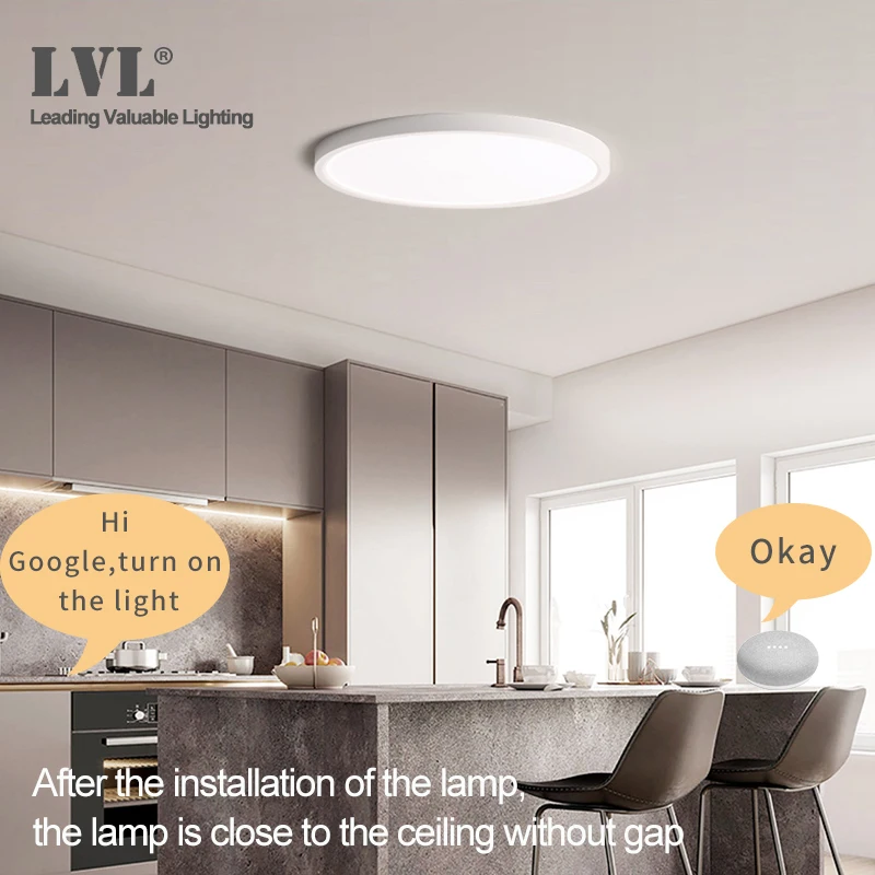 Panel de luz LED inteligente con Control de voz, dispositivo ultrafino con WiFi, funciona con Google Home, Alexa y Echo